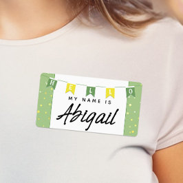 Green and Yellow Cute Hello My Name Is Sticker