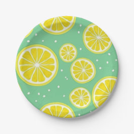 Green and Yellow Lemon Slice Pattern Pappteller