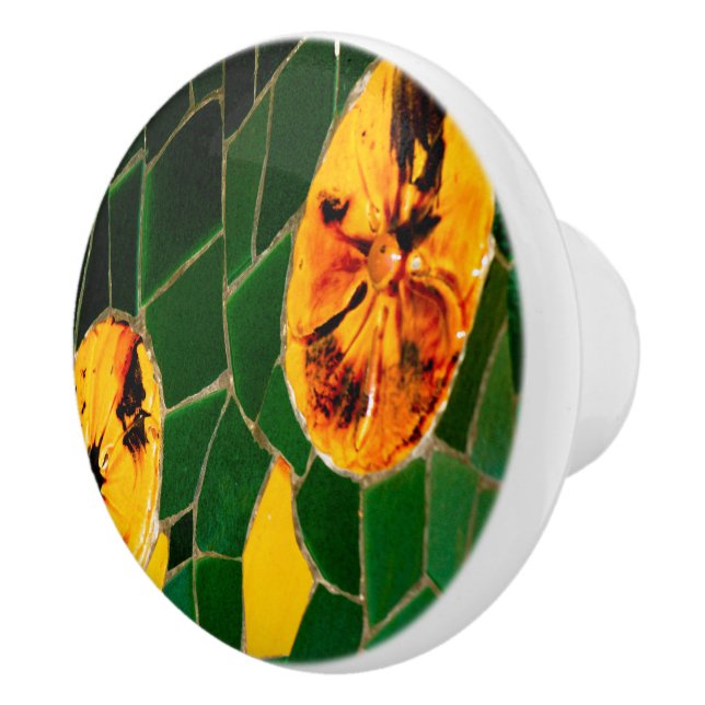 Green and Yellow Mosaic Keramikknauf (Rechts)