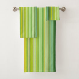 Green and Yellow Stripes Badhandtuch Set
