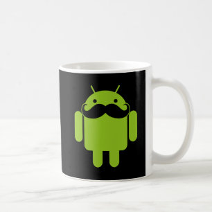 Green Android Robot Mustache auf Black Kaffeetasse