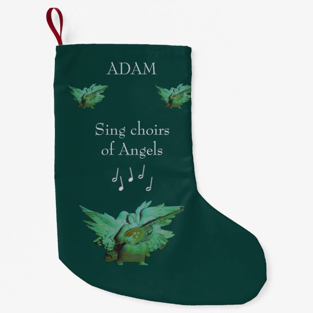 Green Angel Custom Christmas Strumpf, Name hinzufü Kleiner Weihnachtsstrumpf (Vorderseite)