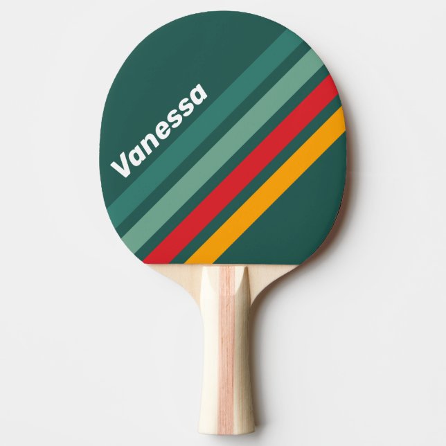 Green Angled Striping with Name Tischtennis Schläger (Vorderseite)