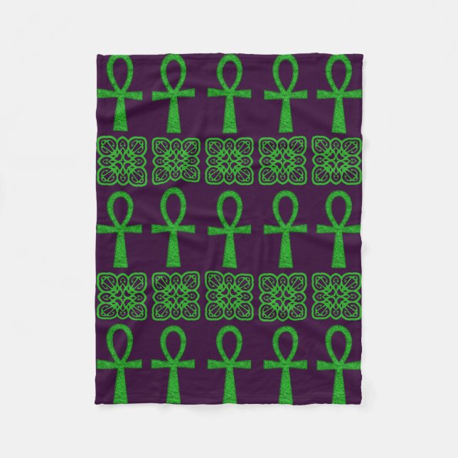 Green Ankh Fleecedecke (Vorderseite)