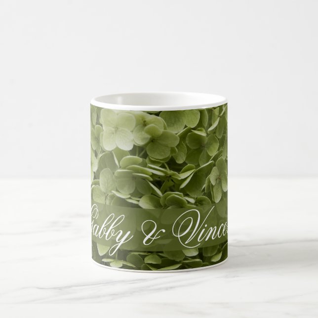Green Annabelle Hydrangea Floral Wedding Kaffeetasse (Mittel)