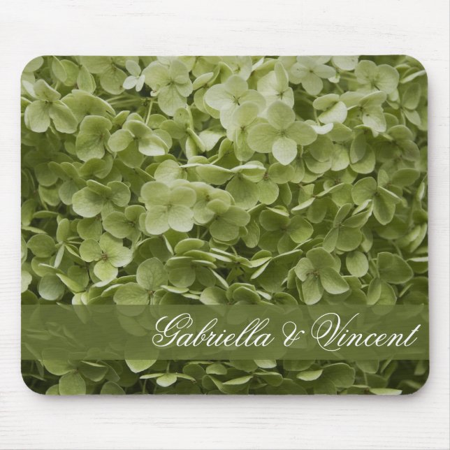 Green Annabelle Hydrangea Floral Wedding Mousepad (Vorne)