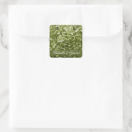 Green Annabelle Hydrangea Floral Wedding Quadratischer Aufkleber