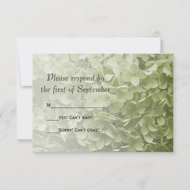 Green Annabelle Hydrangea Floral Wedding RSVP (Vorderseite)