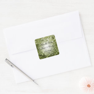 Green Annabelle Hydrangea Wedding rettet das Datum Quadratischer Aufkleber