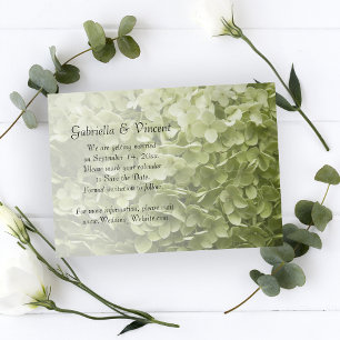 Green Annabelle Hydrangea Wedding rettet das Datum Save The Date
