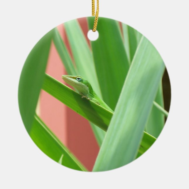Green Anole Keramik Ornament (Vorne)