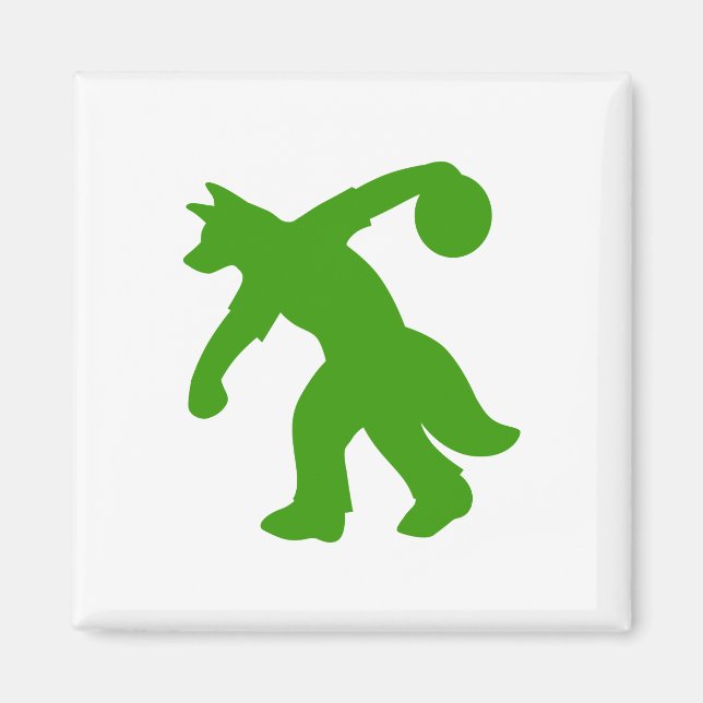 Green Anthropomorphic Canine Bowling Magnet 0001 (Vorne)