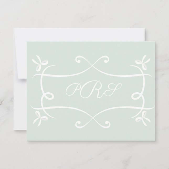 Green Antoinette Elegante Emblem Filigree Note Car Mitteilungskarte (Vorderseite)
