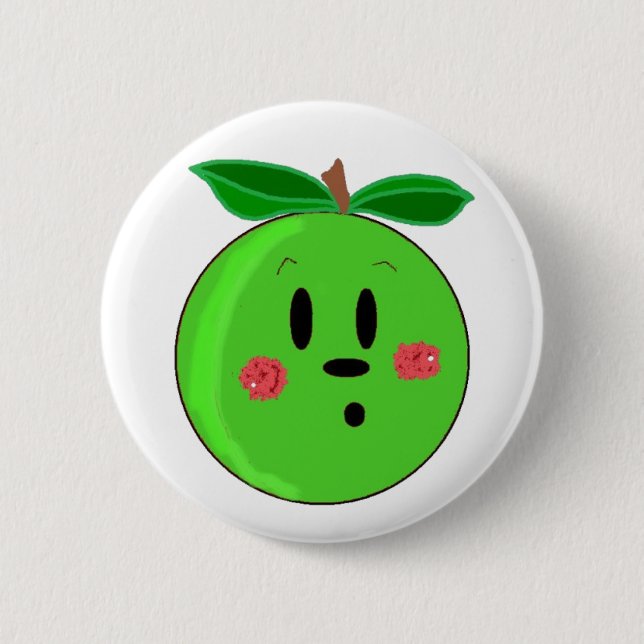 Green Apfel-Gesicht Button (Vorderseite)