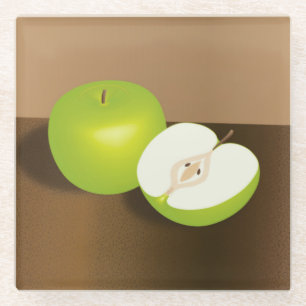 Green Apfel und ein halbes Stillleben Glasuntersetzer