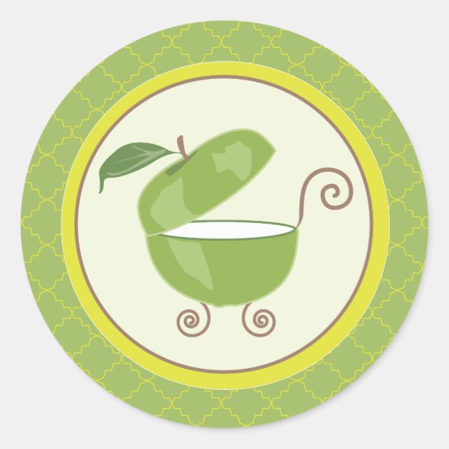 Green Apple Baby Carriage Envelope/Gefälligkeitsau Runder Aufkleber (Vorderseite)