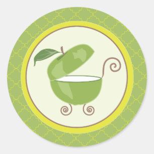 Green Apple Baby Carriage Envelope/Gefälligkeitsau Runder Aufkleber