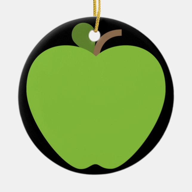 Green Apple Emoji Keramik Ornament (Vorne)