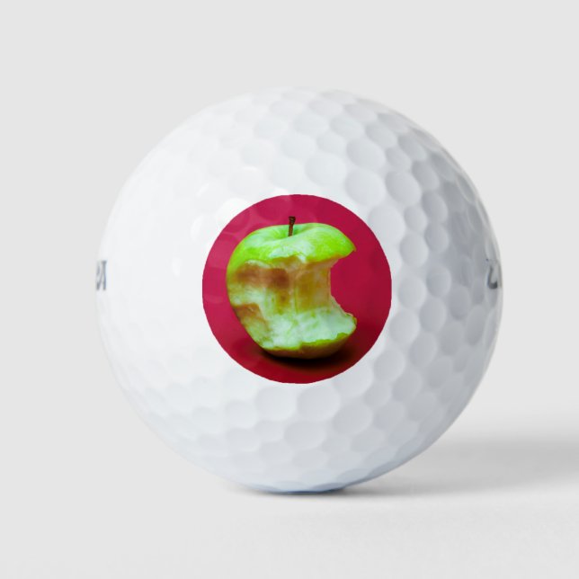 Green apple on red background golfball (Vorderseite)