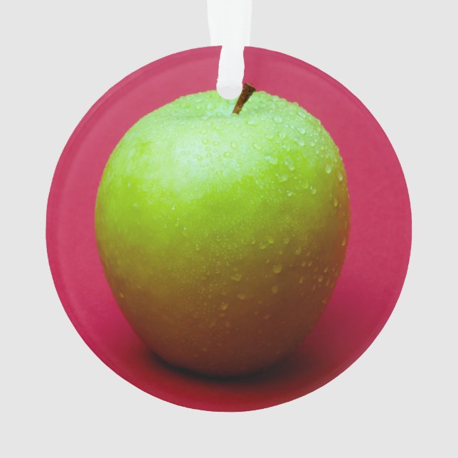 Green apple on red background ornament (Rückseite)