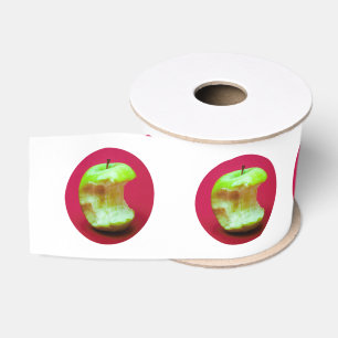 Green apple on red background ripsband