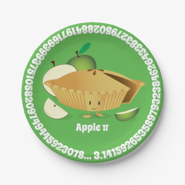 Green Apple Pi Day | Papierplatte Pappteller (Vorderseite)