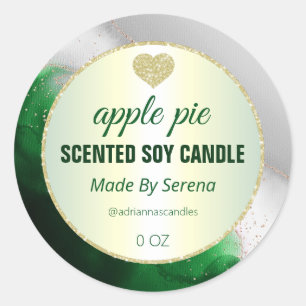 Green Apple Pie Agate Soy Candle Produktkennzeichn Runder Aufkleber