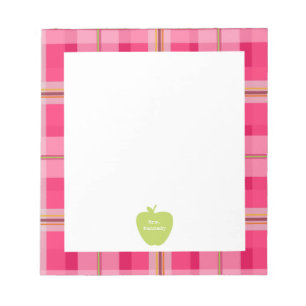 Green Apple Pink Kariert Teacher Notizblock
