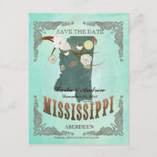 Green Aqua Save the Date - MS-Karte mit hübschen V Ankündigungspostkarte