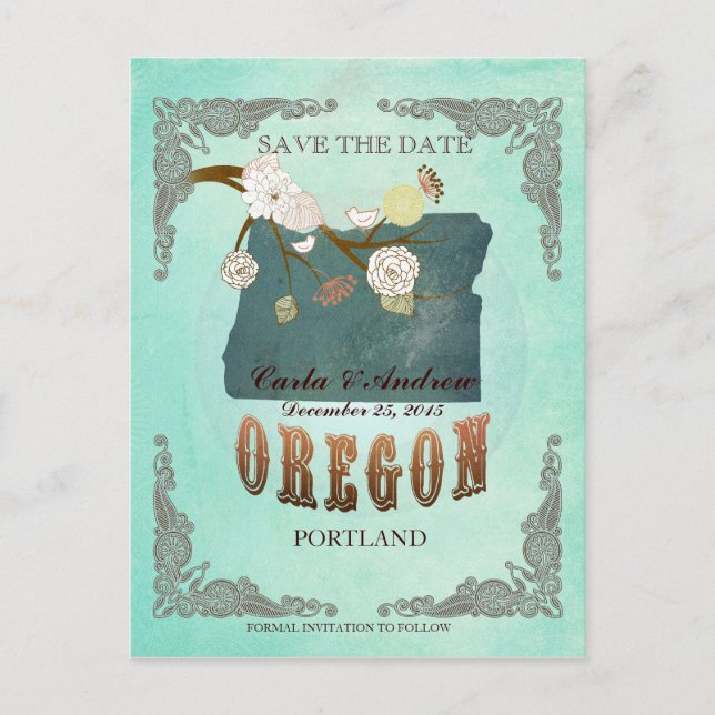 Green Aqua Save the Date - oder Karte mit hübschen (Vorderseite)