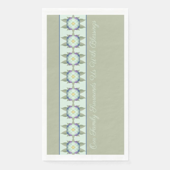 Green Aquamarin Blue Floral Serviette (Vorderseite)