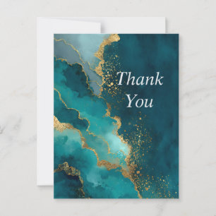 Green, Aquamarin & Gold Glitzer Marmor Danke Karte