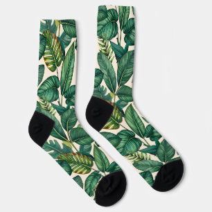 Green & Aquamarin Palm Monstera Tropical Blätter M Socken
