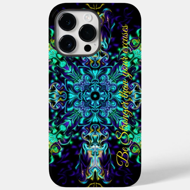 Green Aquamarin Psychedelic Bohemisch Mandala Case-Mate iPhone 14 Pro Max Hülle (Rückseite)