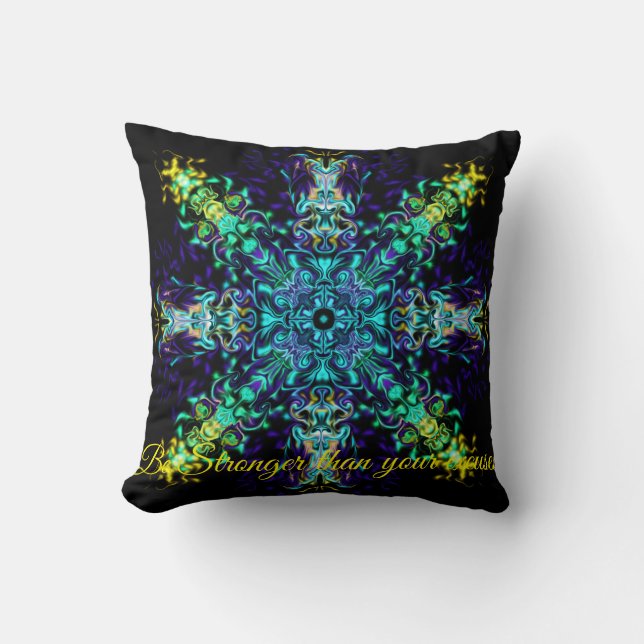 Green Aquamarin Psychedelic Bohemisch Mandala Kissen (Vorderseite)