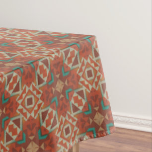 Green Aquamarin Rust Orange Beige Brown Red Tribal Tischdecke