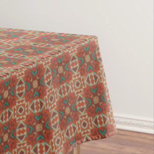 Green Aquamarin Rust Orange Beige Brown Red Tribal Tischdecke