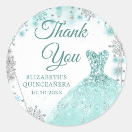 Green Aquamarin Silver Wintere Quinceñera Vielen D Runder Aufkleber