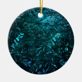 Green Aquamarin Sparkle Floral Blätter Keramik Ornament