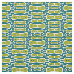 Green Aquamarin White Abstrakt Tribal Design Fabri Stoff
