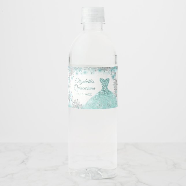 Green aquamarin Winter Snowflake Quinceñera (Vorderseite)