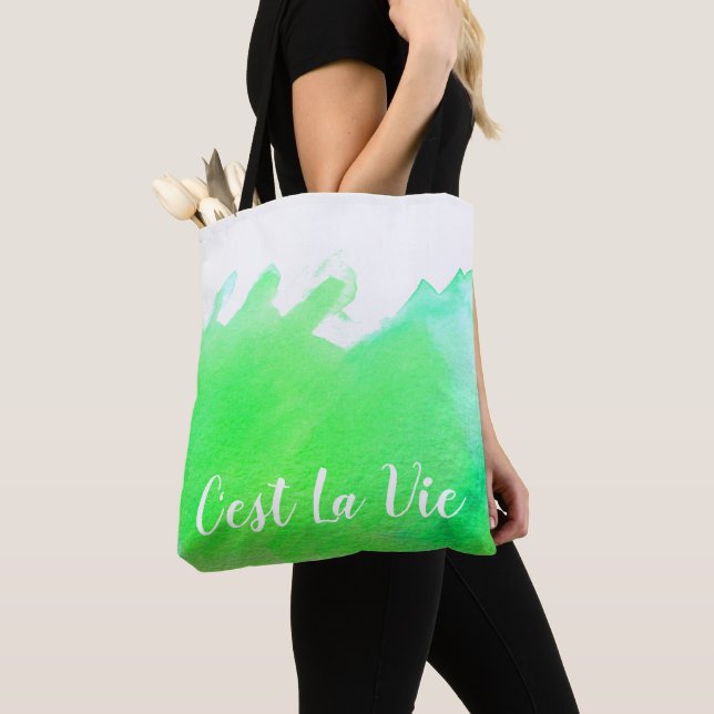 Green Aquarell C'est La Vie Französisch Zitat chic Tasche (Von Nahem)