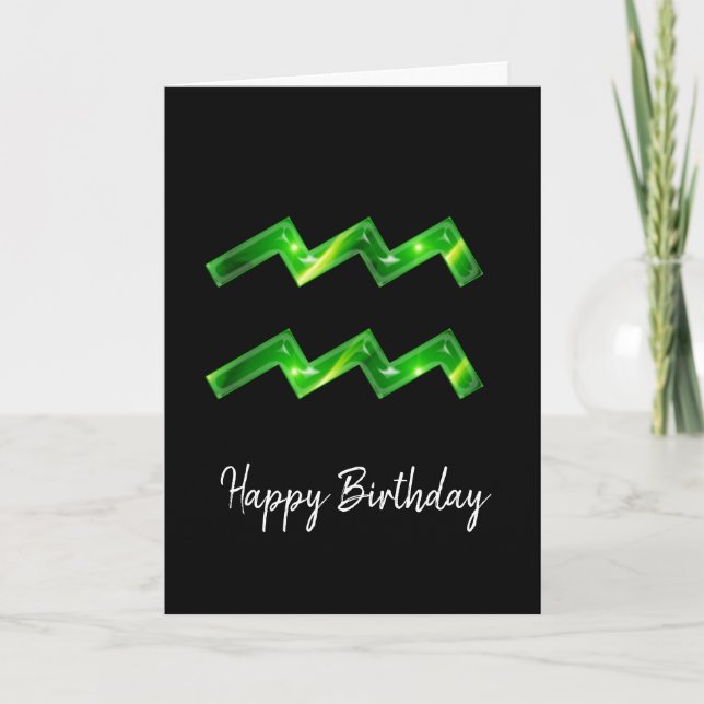 Green Aquarius Sign Birthday Card Karte (Vorderseite)