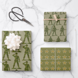 Green Army Men Trio Geschenkpapier Set