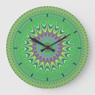 Green Art Abstrakt Mandala Design Wall Clock Große Wanduhr