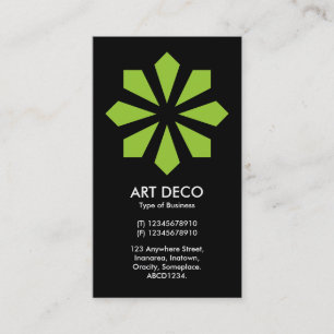Green Art Deco Blume Star - Black Visitenkarte