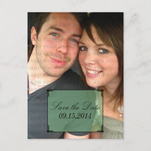 Green Art Deco Frame Save the Date Postcard Ankündigungspostkarte
