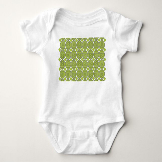 Green Art Deco Ovals  Baby Strampler (Vorderseite)