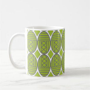 Green Art Deco Ovals Tasse