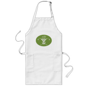 Green Art Deco White Blüh Rose Lange Schürze